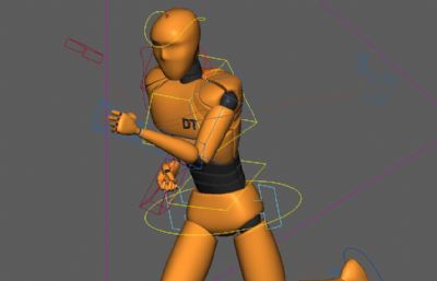 带绑定奔跑动画的机器人人偶maya模型