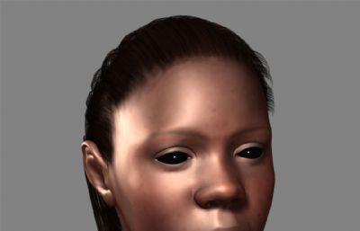 精致标准非洲黑女人头部建模maya模型