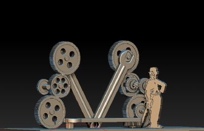 卓别林工业齿轮雕塑设计
