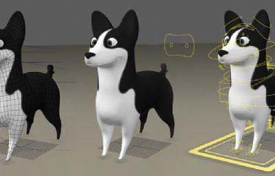 约翰-卡通宠物狗maya模型,带绑定