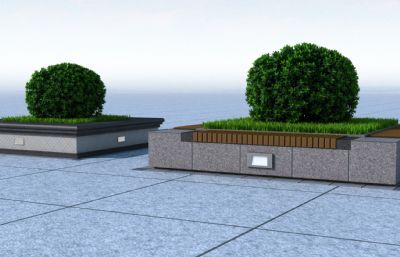 两个造型的公园绿化树池max模型