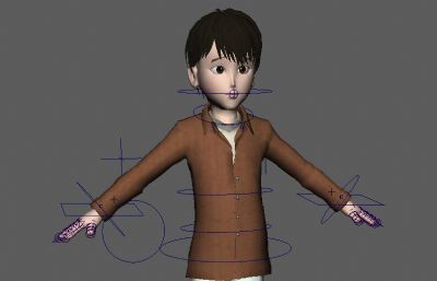 带绑定的衬衣小男孩maya模型