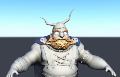 大胡子矮人,维京战士maya模型