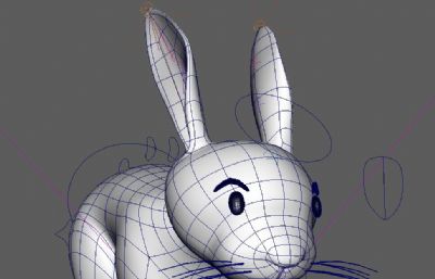 有绑定的卡通风格兔子maya模型
