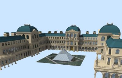 卢浮宫建筑博物馆整体Max模型源文件,带贴图