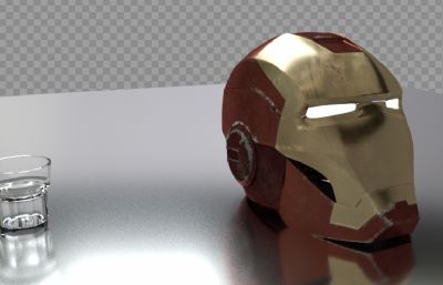 钢铁侠头盔+透明玻璃杯,机械,机甲C4D文件+fbx文件,octane渲染