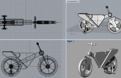个性儿童电动自行车玩具,成人自行车3DM模型