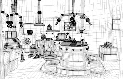儿童乐园,儿童实验室, 卡通机械手臂玩具游戏场景(包含C4D,fbx,maya三种格式的文件)