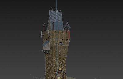 古代中世纪石塔,城堡3D模型