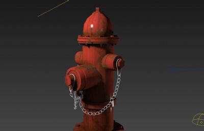 消防栓3D模型,带高模和低模,带贴图