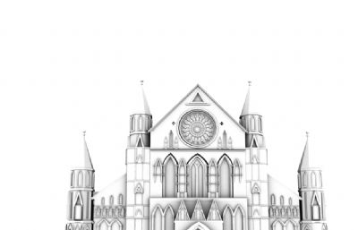 中世纪欧洲大教堂maya模型