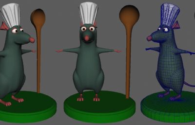 料理鼠王主角之一老鼠小米,厨王maya模型