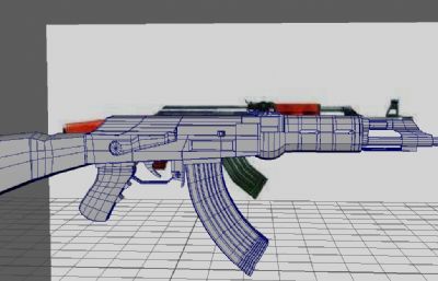 AK47枪OBJ模型,maya 建模
