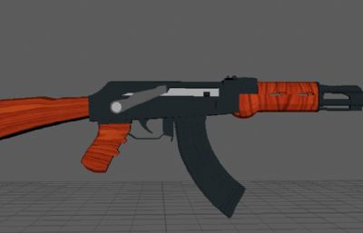AK47枪OBJ模型,maya 建模