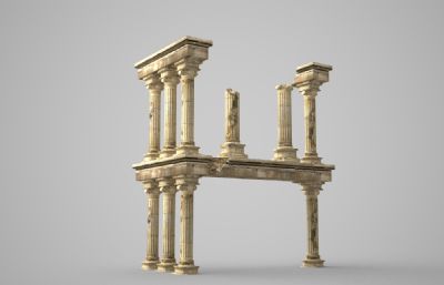 破烂的古代柱子3D模型
