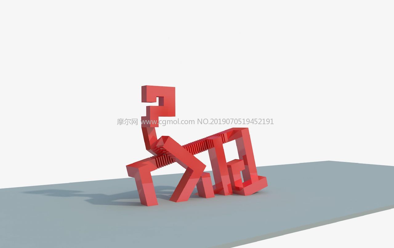抽象文字雕塑设计 雕塑角色 动画角色 3d模型下载 3d模型网 Maya模型免费下载 摩尔网