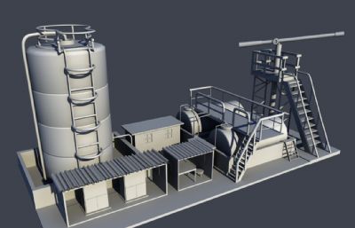工厂场景,化工厂罐体的maya模型