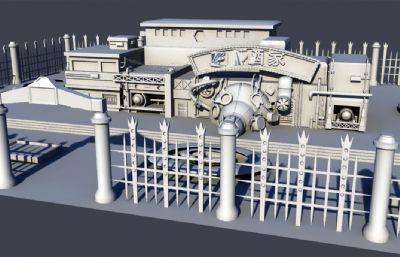 造型独特的酒家酒馆maya模型
