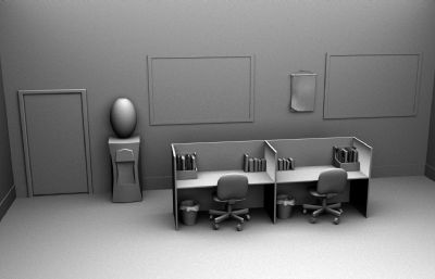 Q版风格的办公室maya模型