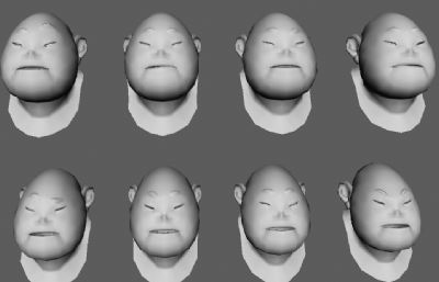 小胖子40多个面部表情maya模型