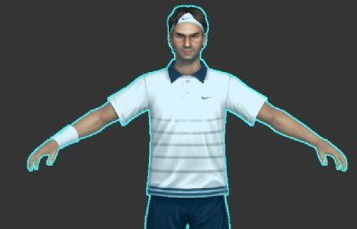网球运动员费德勒max模型,带绑定