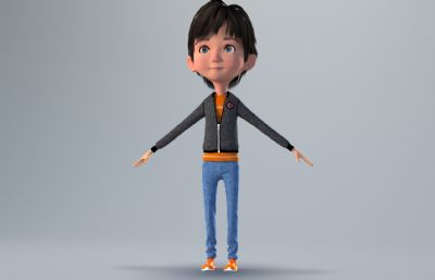 卡通风的秋装小男孩3D模型,corona渲染
