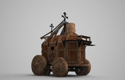 古代马车木头车3D模型