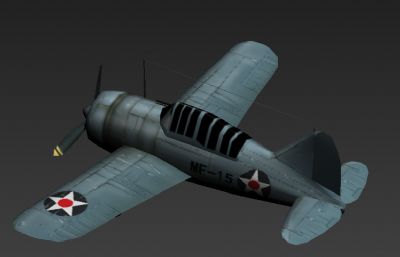 美国二战水牛飞机F2A 3D模型