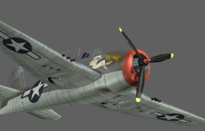 美国二战飞机F6f4MAX模型,带贴图