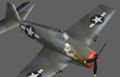 美国二战飞机F6f4MAX模型,带贴图