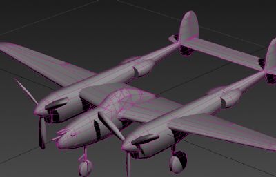 美国二战飞机P38 MAX模型,无贴图