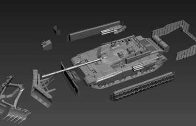 中国99坦克MAX模型,包含扫雷铲等配件
