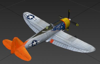 美军二战P47D飞机MAX模型,带PSD贴图/螺旋桨贴图