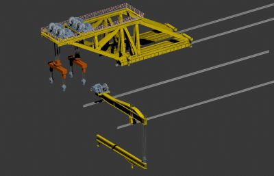 吊篮,大型桥面吊机3D模型