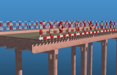 T型钢钢栈桥标准段3D模型