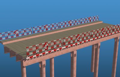 T型钢钢栈桥标准段3D模型