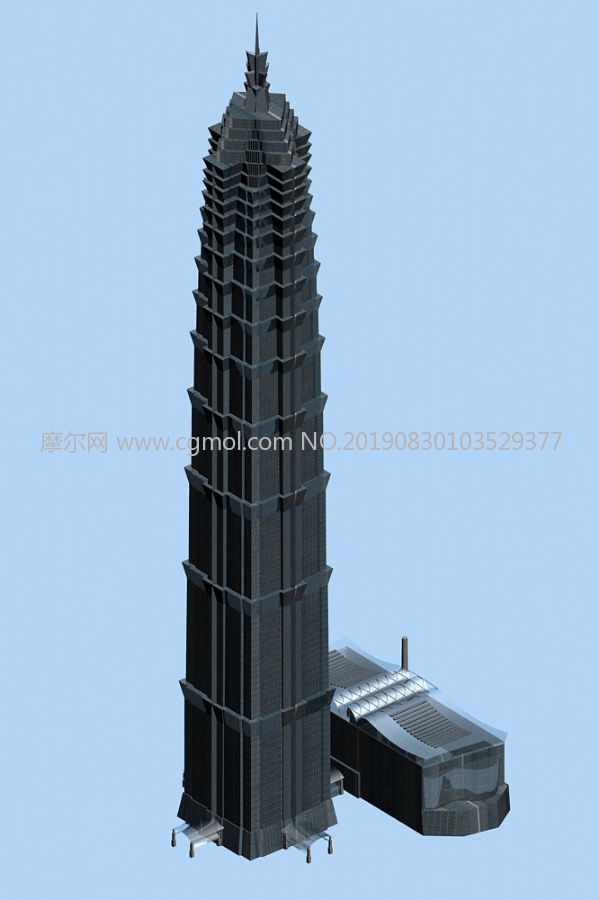东方明珠,经贸大厦,环球金融中心三个浦东地标建筑3D模型