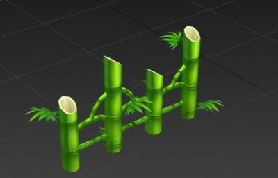 手绘竹子围栏3D模型