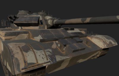 中国59坦克3D模型,PBR材质,赤电迷彩,沙漠迷彩,雪地迷彩等多套贴图(网盘下载)