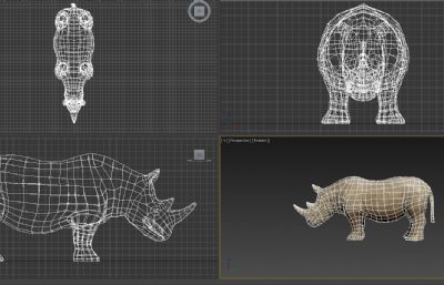 白犀牛3D模型,带行走奔跑动作