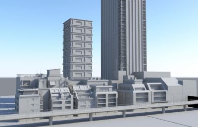办公住宅及周边商业楼场景maya模型