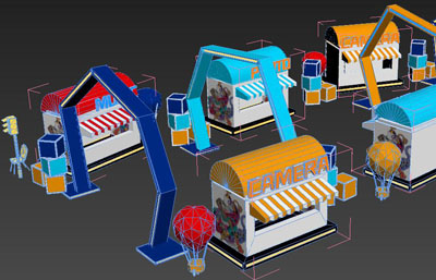 卡通美陈售卖亭商业街区3D模型
