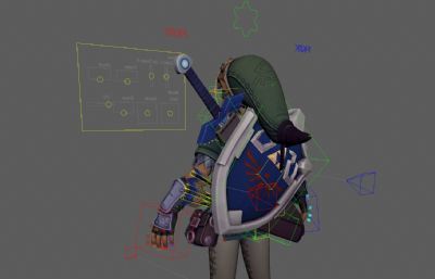 塞尔达传说主角Link林克maya模型,带绑定,带完整贴图