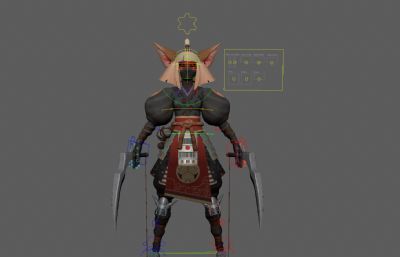 塞尔达传说Shinobi忍者刺客Maya模型,带完整贴图,带绑定