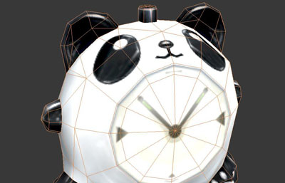 卡通熊猫闹钟3D模型