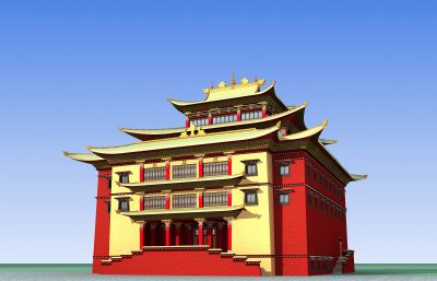 大型藏族风格寺庙3D模型