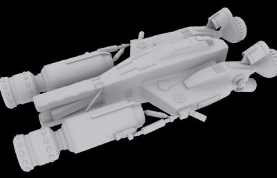 宇宙飞船飞行器3D模型白模