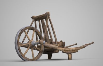 木桶独轮车3D模型