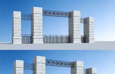 重庆建筑大学B区学校大门3D模型