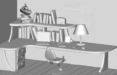 家庭办公书桌场景maya模型